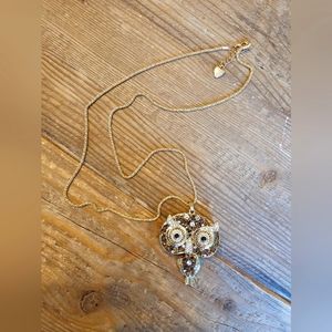 Betsy Johnson 28" Goldtone Owl Necklace